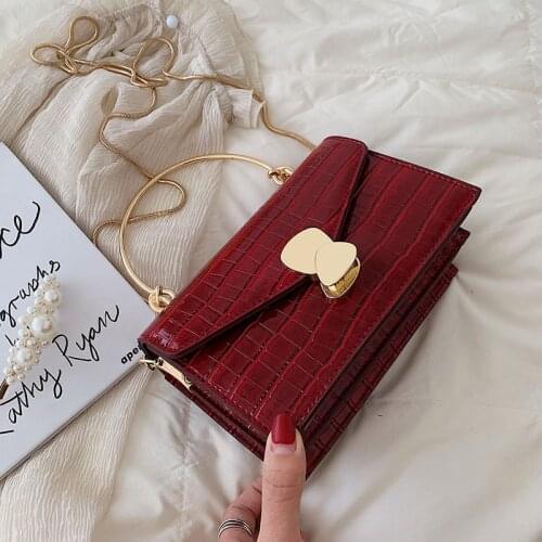 Stone Pattern PU Leather Crossbody Bags For Women 2021 Mini Shoulder Bag With Metal Handle Lady Travel Handbags Messenger Bag