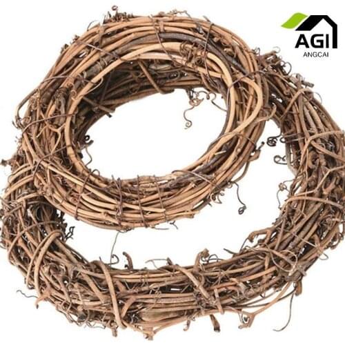 Grapevine Natural Rattan Ring,Twigs Wreath DIY Vine Decorations for Front Door Wall Hanging Bird Toy Swing 12"