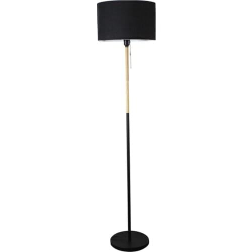 Nordic straight iron floor lamps living room bedroom cloth shade wood sofa side lamp lighting standing floor lights fixtures