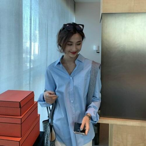 Women Spring Long Sleeve Elegant Cotton Blouse Loose Shirt Single Breasted Tops