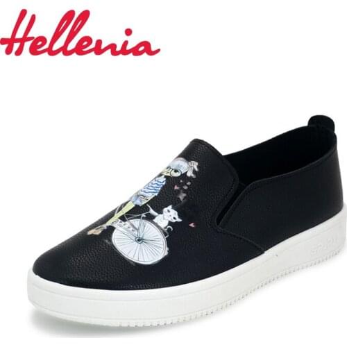 Hellenia 2018 Women Casual Shoes Synthetic Flats Size 36-40 new arrival fashion shoes women sneakers comfortable shoe black