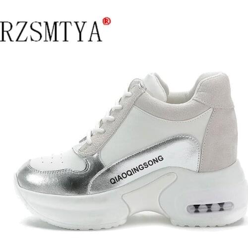 2021 New Wedge Sneakers Women Lace-Up Height Increasing Sports Shoes Ladies Casual Platform Air Cushion Comfy Vulcanized Shoes