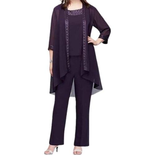 2021 Suit Female Mid Rise Straight-leg Women Lace Trim Chiffon Top Pants for Wedding Party two piece set women костюм женский