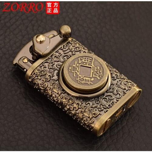 Zorro Arm Trench kerosene Cigarette Lighter bronze Emboss pattern Collection Machine Smoking Accessories Men Gift Gadgets