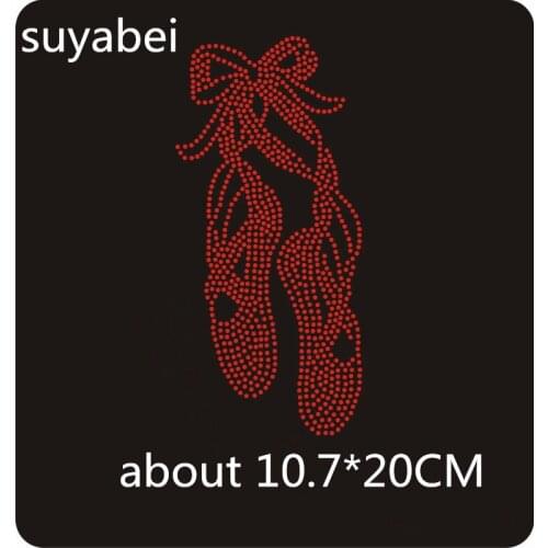 2pc/lot Ballet shoes applique rhinestone transfers iron on rhinestone transfer designs hot fix rhinestone applique for embellish