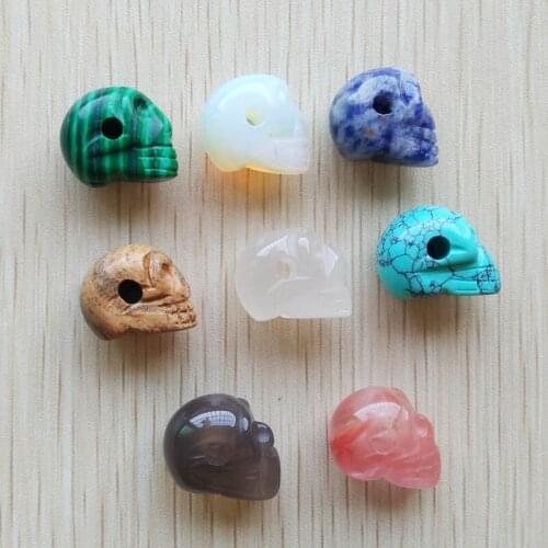 2018 fashion assorted natural stone mixed carved skull skeleton head charms pendants for jewelry making 8pcs/lot Wholesale free