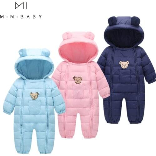 2021 Children Down Cotton Snowsuit For Boys And Girls Baby Winter Overalls Warm Clothes Long Sleeve Clothes With Zipper Infants