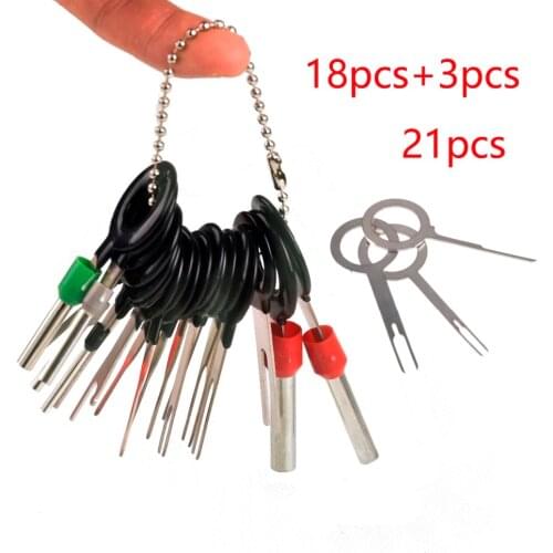 21pcs Auto Car Plug Circuit Board Wire Harness Terminal Extraction Disassembled Crimp Pin Back Needle Remove Tool Kit