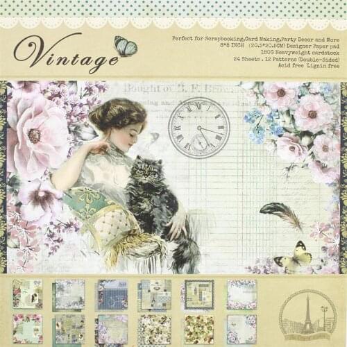 24pcs Double-side Printed Background paper creative paper pad craft designed art paper handmade scrapbooking kit set books