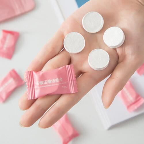 30pcs/Bag Compressed Towel Thick Disposable Thicken Water Wet Wipe Towel for Traveling Expandable Mini Face Care Tissues