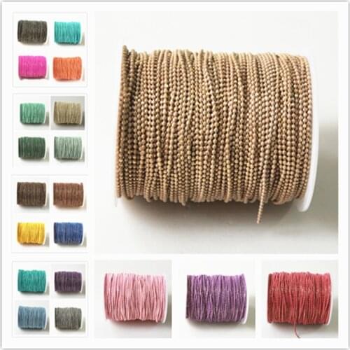 5Meters Ball Shimmer Chain On Brass, 21Colors,1.5mm Bracelet Necklace Ball Chain,Tassel Chain,Anti-Tarnihs, Top Quality