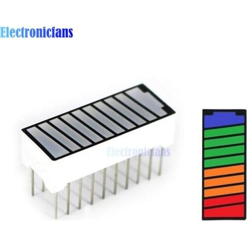 5PCS 10 Segment 4 Color LED Battery Level Bar Graph Power Display Indicator Module Red Yellow Green Blue Multi-color 5V Light