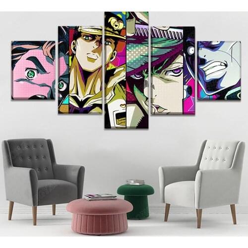 Modern Artwork 5 Pieces Anime Jojo s Bizarre Adventure Posters Canvas HD Printed Decorative Wall Art Modular Pictures Framework