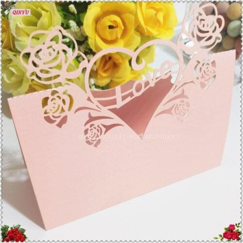 50 Pcs 9x12cm Multicolor Love Heart Table Cards Laser Cut Place Card Wedding Party Table Decoration Wedding Decoration 6Z