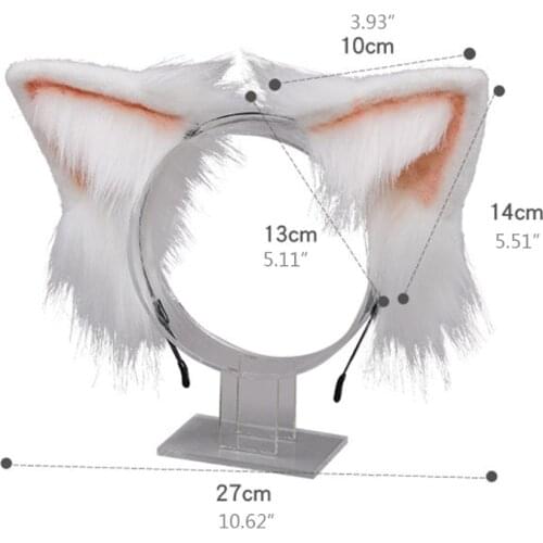Animal Anime Faux Fur Kitten Wolf Ears Headband Kawaii Plush Lolita Headdress Hair Hoop Halloween Cosplay Costume Party My19 21