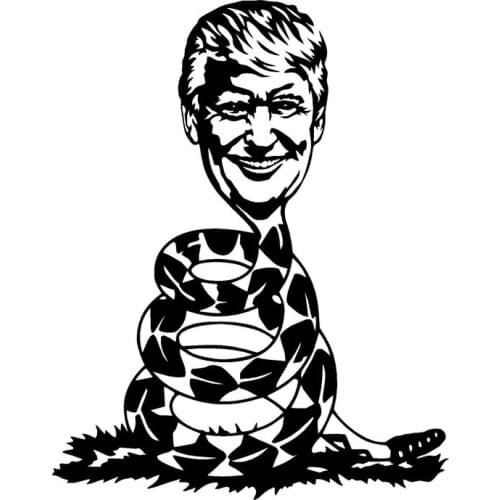 Car Stickers Funny Donald Trump Head Snake Body PVC Car Decoration Accessories Decals Creative Waterproof Black/white,20cm*16cm