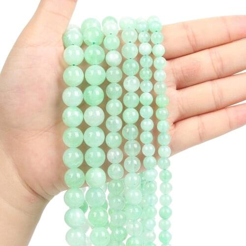 6/8/10mm Natural Stone Green Strawberry Round Beads Loose Spacer Bead For Jewelry Making DIY Accessories