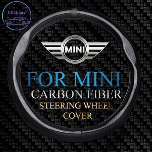 Carbon Fiber Steering Wheel Cover For BMW MINI JCW Clubman Paceman Coupe Universal 38cm 15 Inches Anti-slip Touching Comfortable
