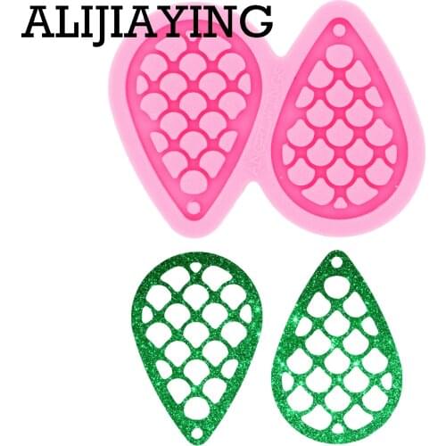 DY0371 Glossy Fish Scale Shape Earrings Silicone Mould Resin Pendant Mold for Epoxy Resin Jewelry Making DIY Crafts