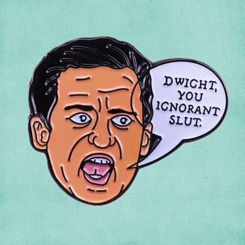 The Office Michael Scott Steve Carell Quote Dwight Enamel Pin brooch American TV show badge jewelry Clothes backpack decoration