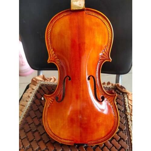 European wood 4/4 size violin hand carved flower without accessoires
