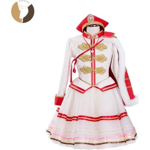 FLTOTURE Women Ballet Nutcracker Christmas Party 5 Layers Skirts With Headpiece Spanish Dresses Stage Wear Soldier Girl Costume