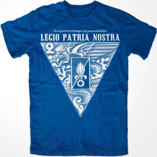 Legion ETRANGERE M2 Men T-Shirt Blue Foreign Legion Patria Nostra France Shirts Short Casual 100% COTTON O-Neck Men Clothing