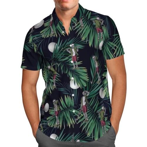 Skull Golf 3D Beach Hawaiian 2021 Summer Mens Shirt Short Sleeve Shirt Streetwear Oversized 5XL Camisa Social Chemise Homme