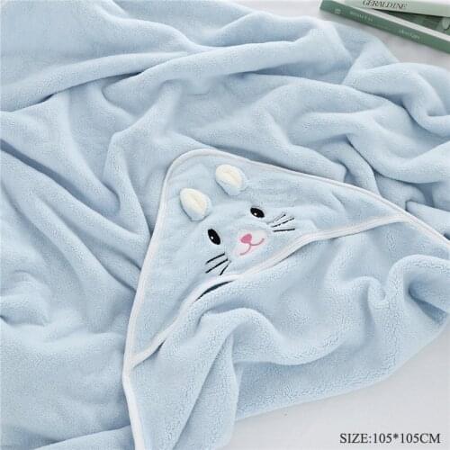 Kids Hooded Cute Newborn Baby Boys Girls Blankets Plush Swaddle Wrap Soft Coral Fleece Sleeping Bag Microfiber Soft Bedding