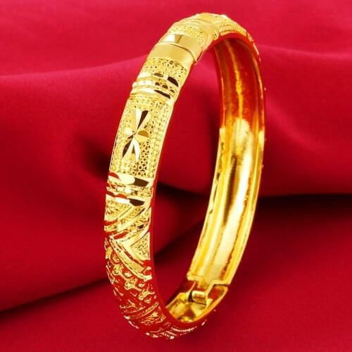 Monthers Gift Beautiful Jewelry Yellow Gold Filled Womens Bangle Bracelet Gift