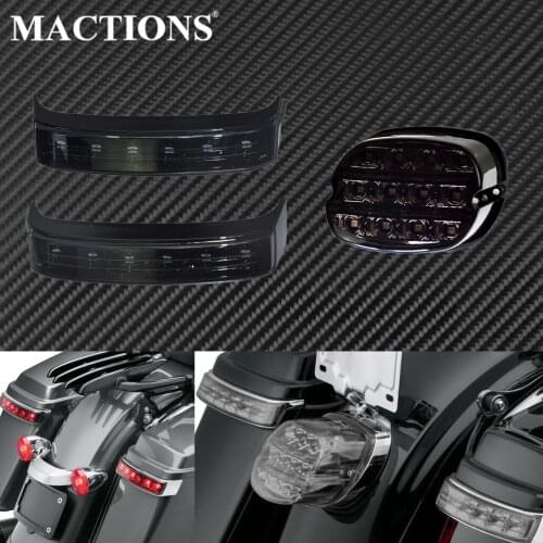 Motorcycle Black Led Saddlebag Turn Signal Lamp Light Run Brake Tail Lights For Harley Touring Dyna Sportster XL Street Glide