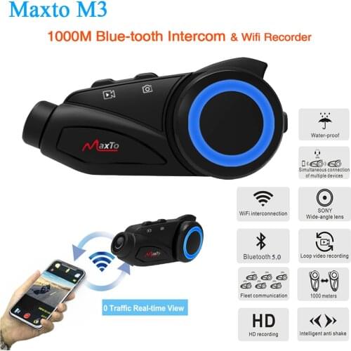 Maxto M3 6 Riders Motorcycle Bluetooth WIFI Recorer Helmet Intercom Interphone with HD Sony 1080P Lens DVR Helmet Video Headsets
