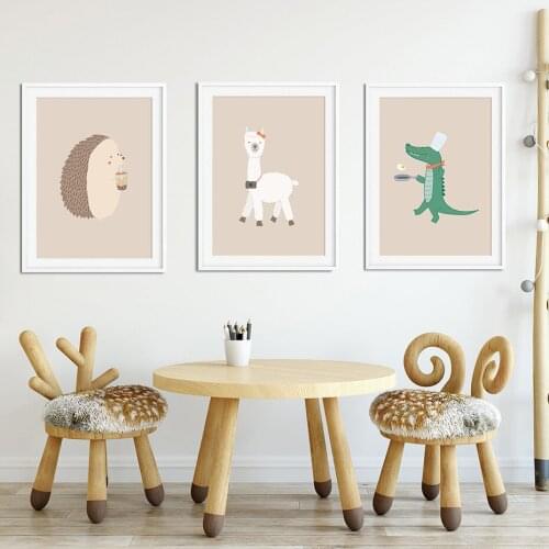 Cartoon Animal Hedgehog Sheep Crocodile Nursery Canvas Painting Wall Art Pictures Posters Prints Kids Baby Bedroom Home Decor