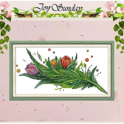 A bunch of tulips flower counted 11CT 14CT Cross Stitch Sets DIY Chinese Cross-stitch Kits Embroidery Needlework Home Decor