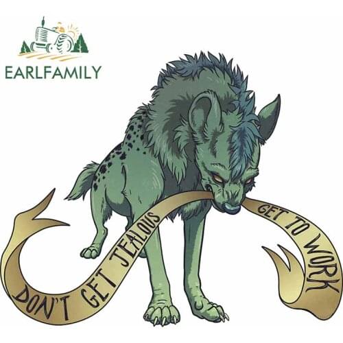 EARLFAMILY 13cm x 12.9cm for Dont Get Jealous Green Wolf Cartoon Laptop VAN Car Stickers Windshield Windshield Motorcycle Decal