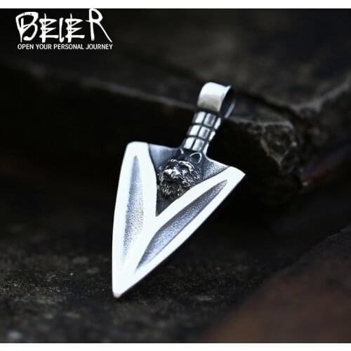 Stainless Steel Viking Viking spear Scandinavian Amulet Pendant Necklace For Man Fashion Cool Boys Jewelry BP8-088