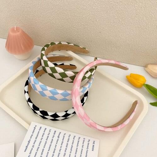 Fashion Two-color Lattice Hair Band For Women Wide Side Sponge Bezel Headband Non-slip Hair Hoop Hairbands Girl Hair Accessories
