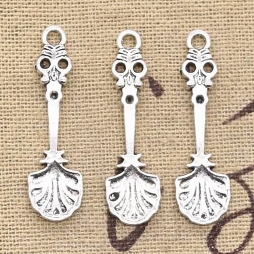 12pcs Charms Kitchen Spoon 33x8mm Antique Silver Color Pendants Making DIY Handmade Tibetan Finding Jewelry
