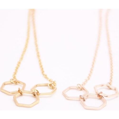 Hollow Hexagon Pendant Necklace Three combination for women