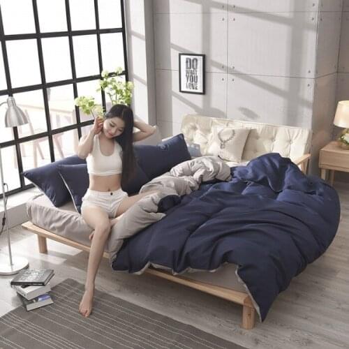 Simple four-piece 1.5/1.8m solid color bed sheet quilt cover student dormitory single suite