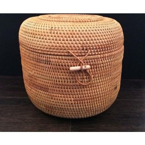 Hand-Woven Rattan Basket Storage Box Sundries Tea Box Rattan Products Storage Basket Home Decoration Panier Osier
