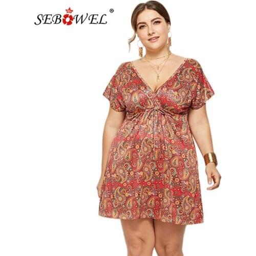 Летние платья больших размеров SEBOWEL China At AliExpress