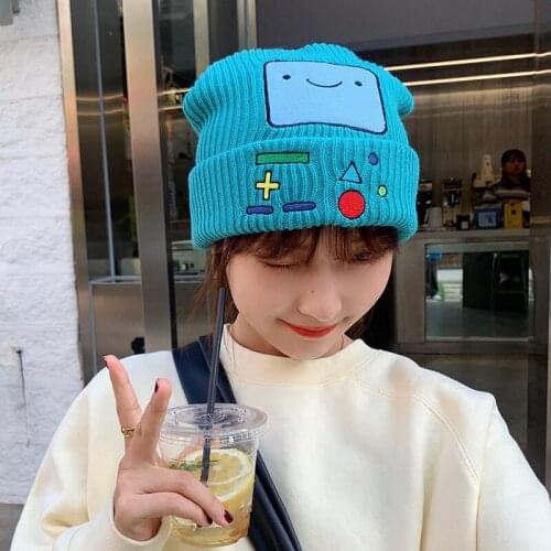 Winter lake blue woolen hat game machine cartoon men and women autumn and winter new smile knit hat couple hat parent-child hat