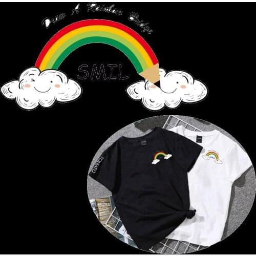 Rainbow Smile Pyrograph Diy Cartoon Heat Transfer Patches Iron On Kit T-shirt Dresses Accessory Decoration A-level Washable