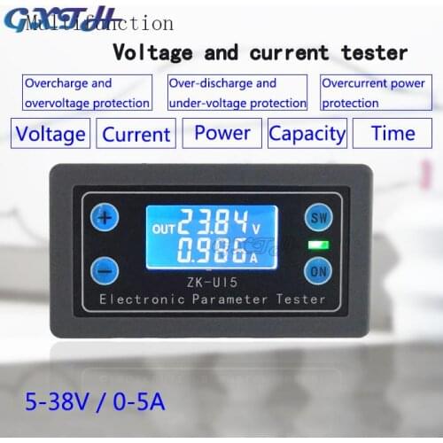 DC5-38V Battery Tester Voltmeter ammeter electronic load monitor charger tester Power capacity Meter Charge discharge 12v 24v