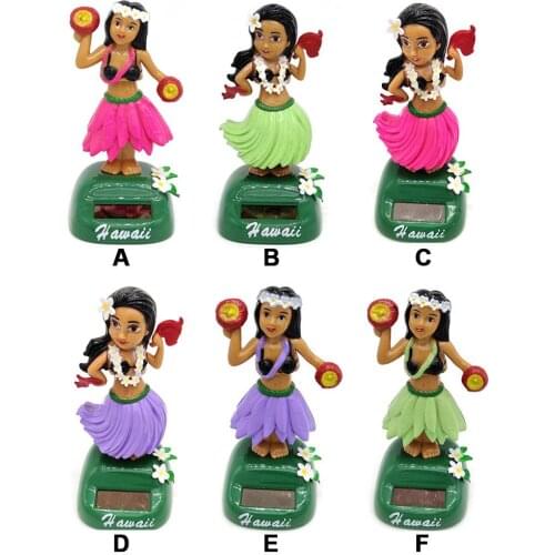 Car Decoration Dancing Doll Car Accessories Solar Power Toy Shaking Head Hawaii Swinging Animated Girl Car For Kids And Cars