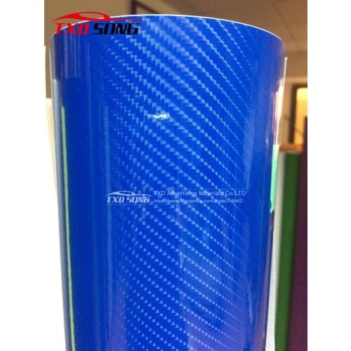 10cm*152cm/Lot High Glossy Car Sticker Crystal Blue 5D Carbon Fiber Vinyl Wrap Film DIY Car Decorative For Vehicle Motorcycle
