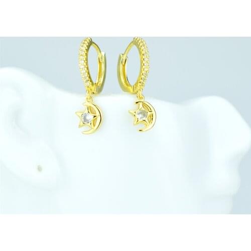 Celestial Earrings Star Female Earrings, Moon Earrings and Zircon Earring Jewelry Womens Pendant Earrings Statement