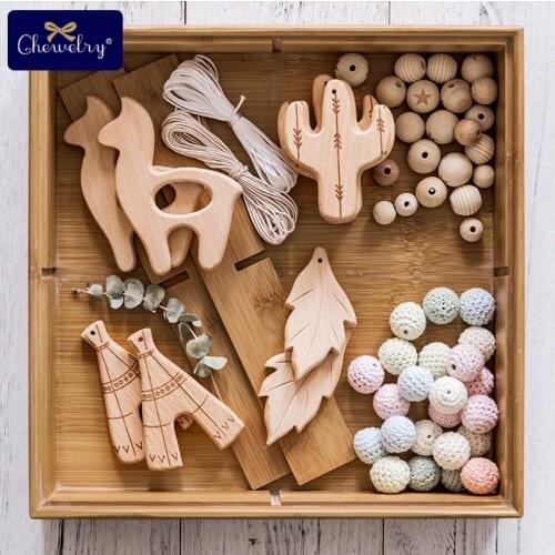 1pc Wooden Teether Pure Natural Cactus Leaves Baby Teething Nursing Beech Rodent Teether Baby Girl DIY For Pacifier Chain Toys