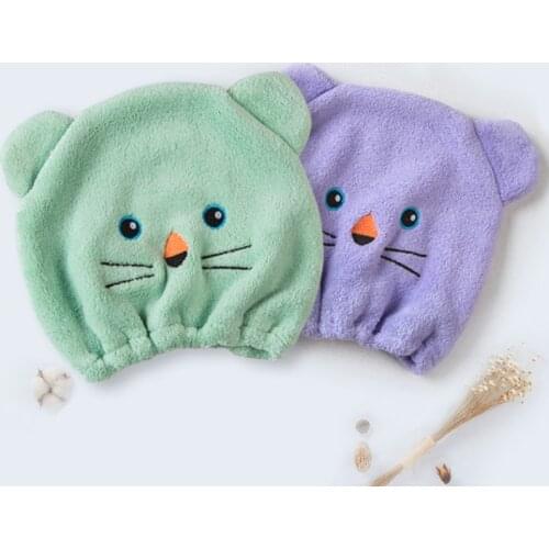1Pcs Portable Hair Wrapped Towels Dry Hair Hat Bath Accessories Cute Cartoon Shower Cap Bath Hats Quickly Dry Cat Bear Pattern